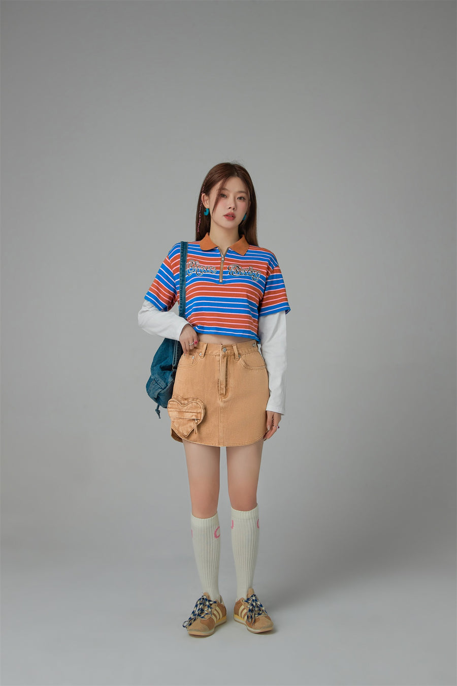 CHUU Only Upwards Color Stripe Crop T-Shirt