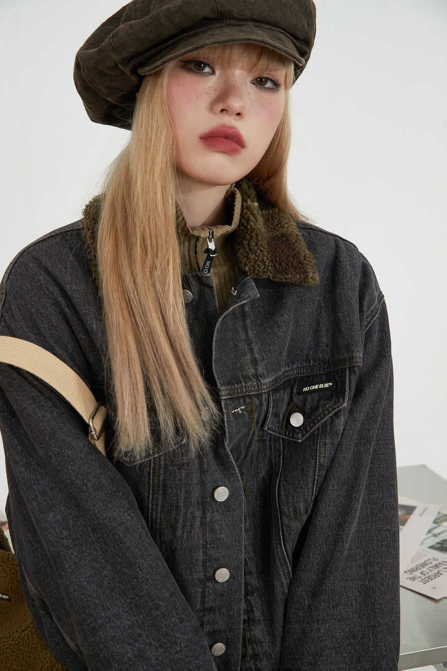 CHUU Red Stitch Denim Jacket