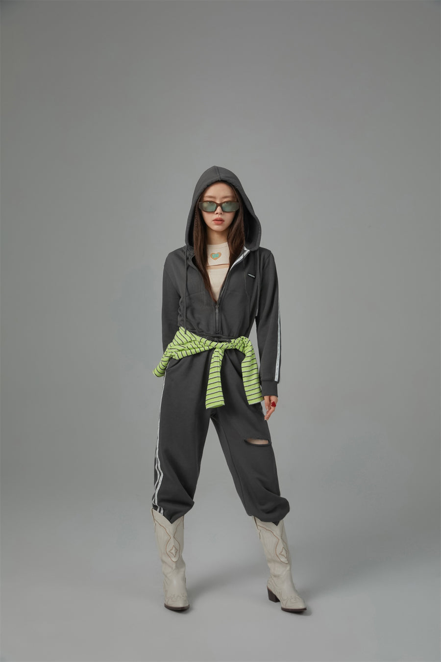 CHUU Hoodie Zip-Up Jogger Jumpsuit