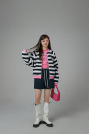 I Am The One Striped Loose-Fit Fleece Jacket