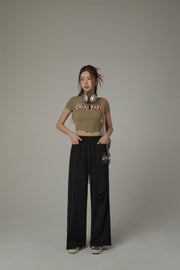 String Wide Slit Pants