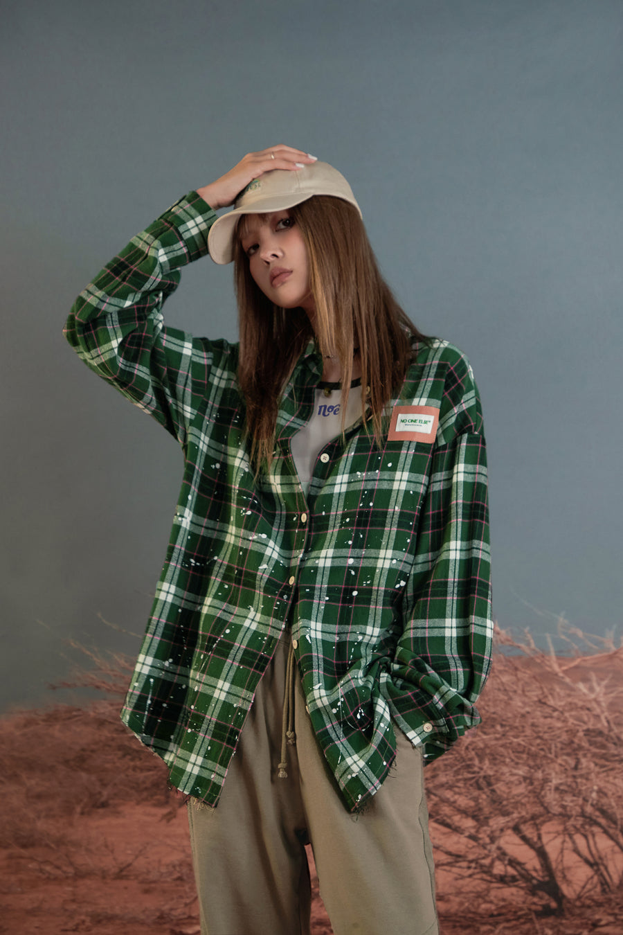 CHUU Scottish Check Long Shirt