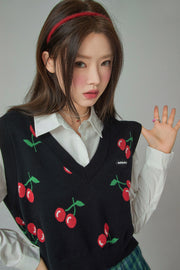 Cherry V-Neck Best Knit Sweater