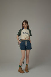 Contrast Raglan Cropped T-Shirt