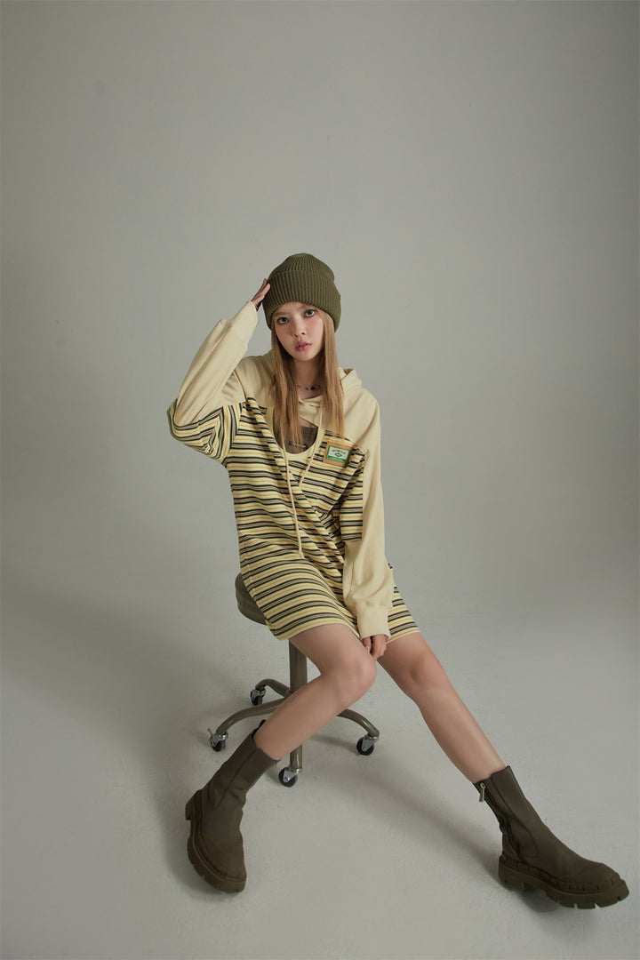 Loose Striped Hoodie Dress