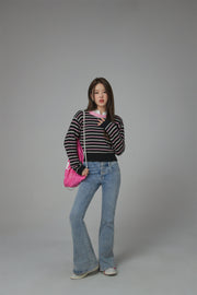 Rejoice Striped Crop Knit Sweater