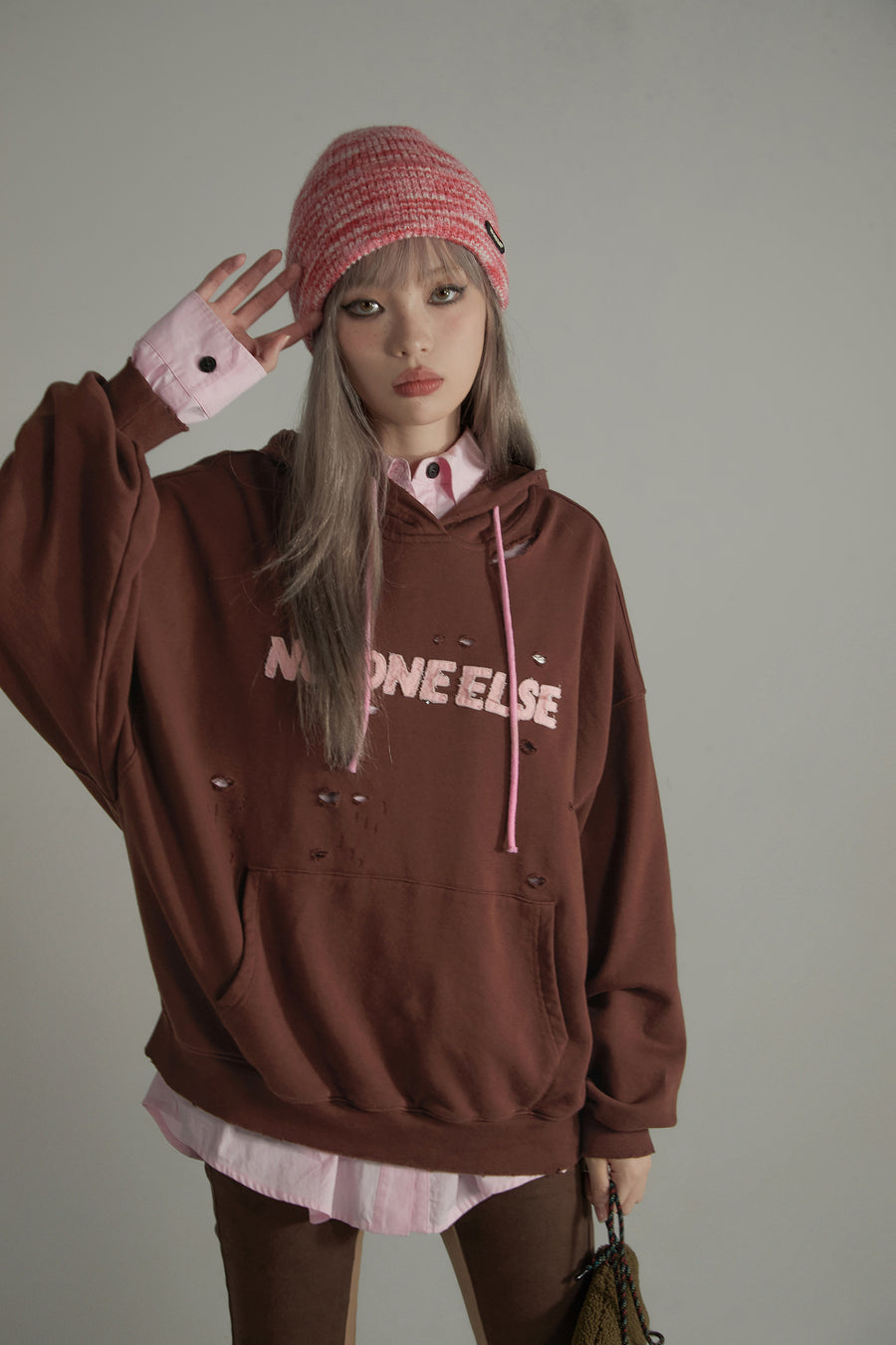 CHUU Punching Loose-Fit Hoodie