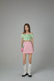 Cherry Print A-Line Mini Skirt