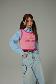 I Love Chuu Color Sleeveless Knit Sweater