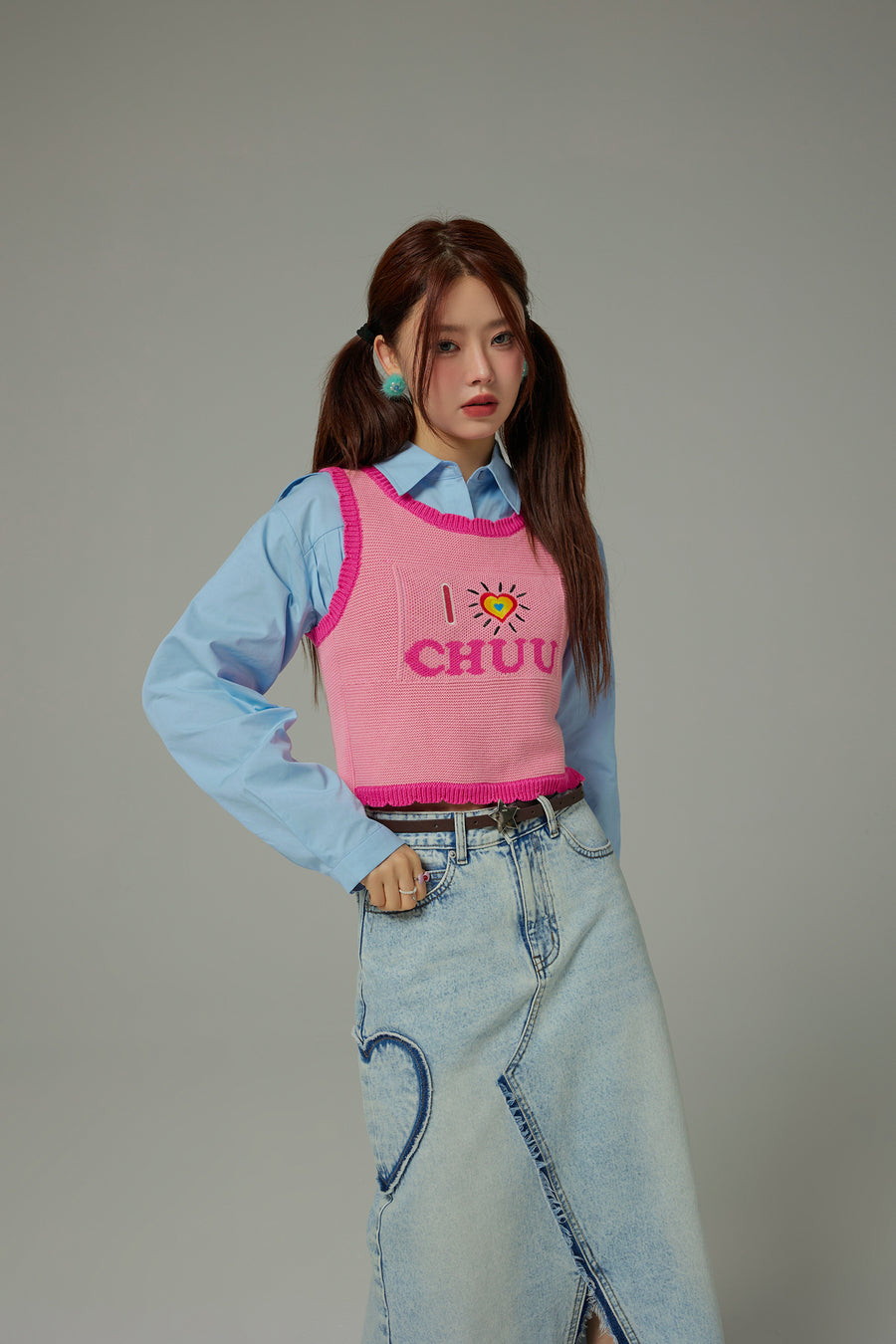 CHUU I Love Chuu Color Sleeveless Knit Sweater