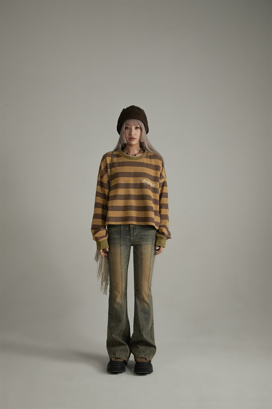 CHUU Stripe Loose Fit Sweatshirt