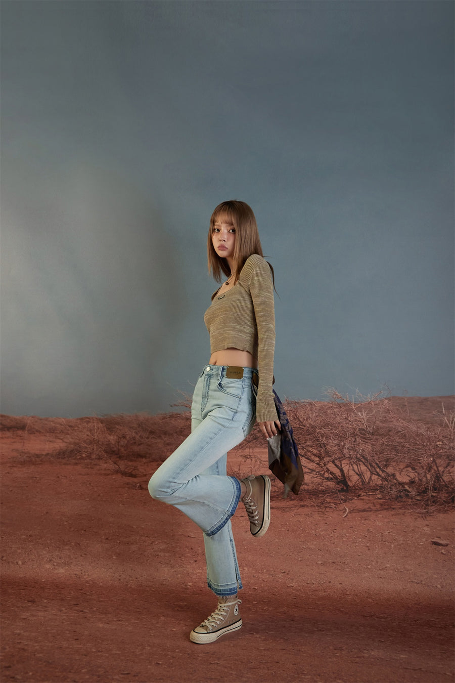 CHUU Not Your Average Bootcut Slit Denim Jeans