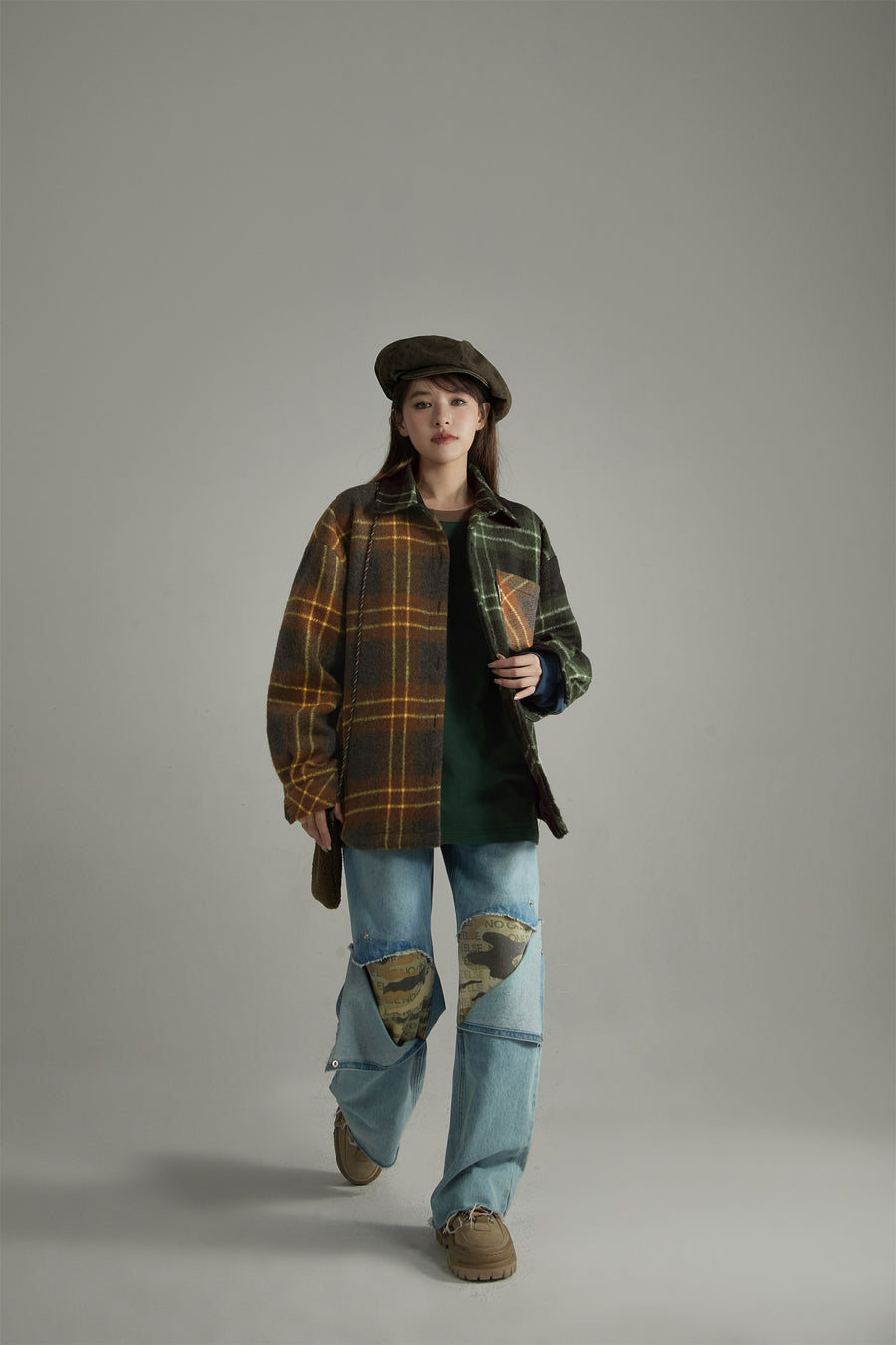 CHUU Check Colored Loose Fit Coat