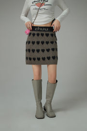 Wall Of Hearts Jacquard Knit Skirt