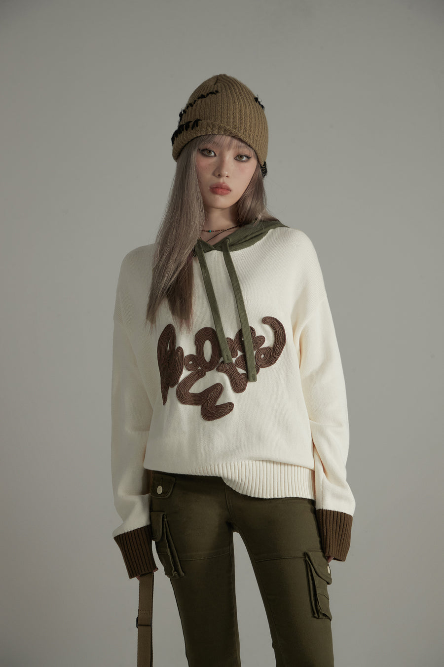 CHUU No One Else Loose Fit Hooded Knit Sweater