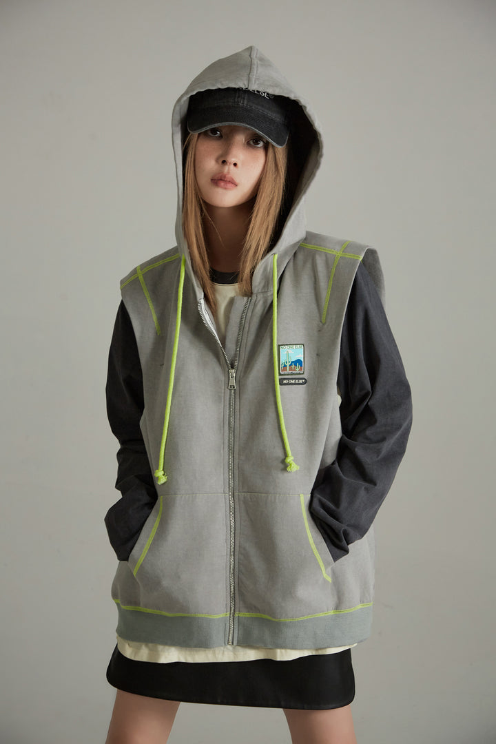 Gray Overfit Hooded Vest