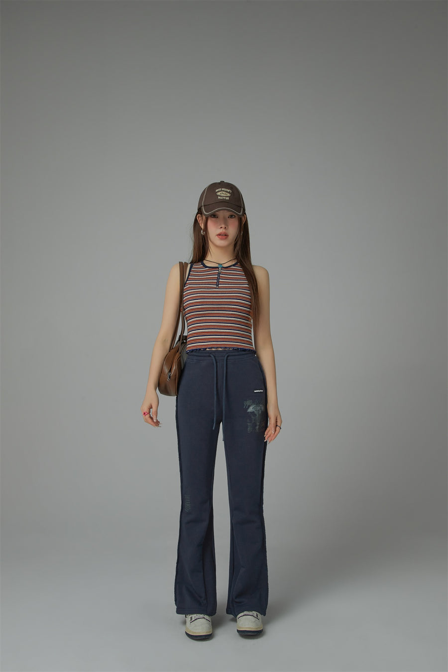 CHUU Half Zip-Up Striped Sleeveless Top