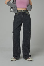 Winter Roadtrip Cargo String Straight Denim Jeans