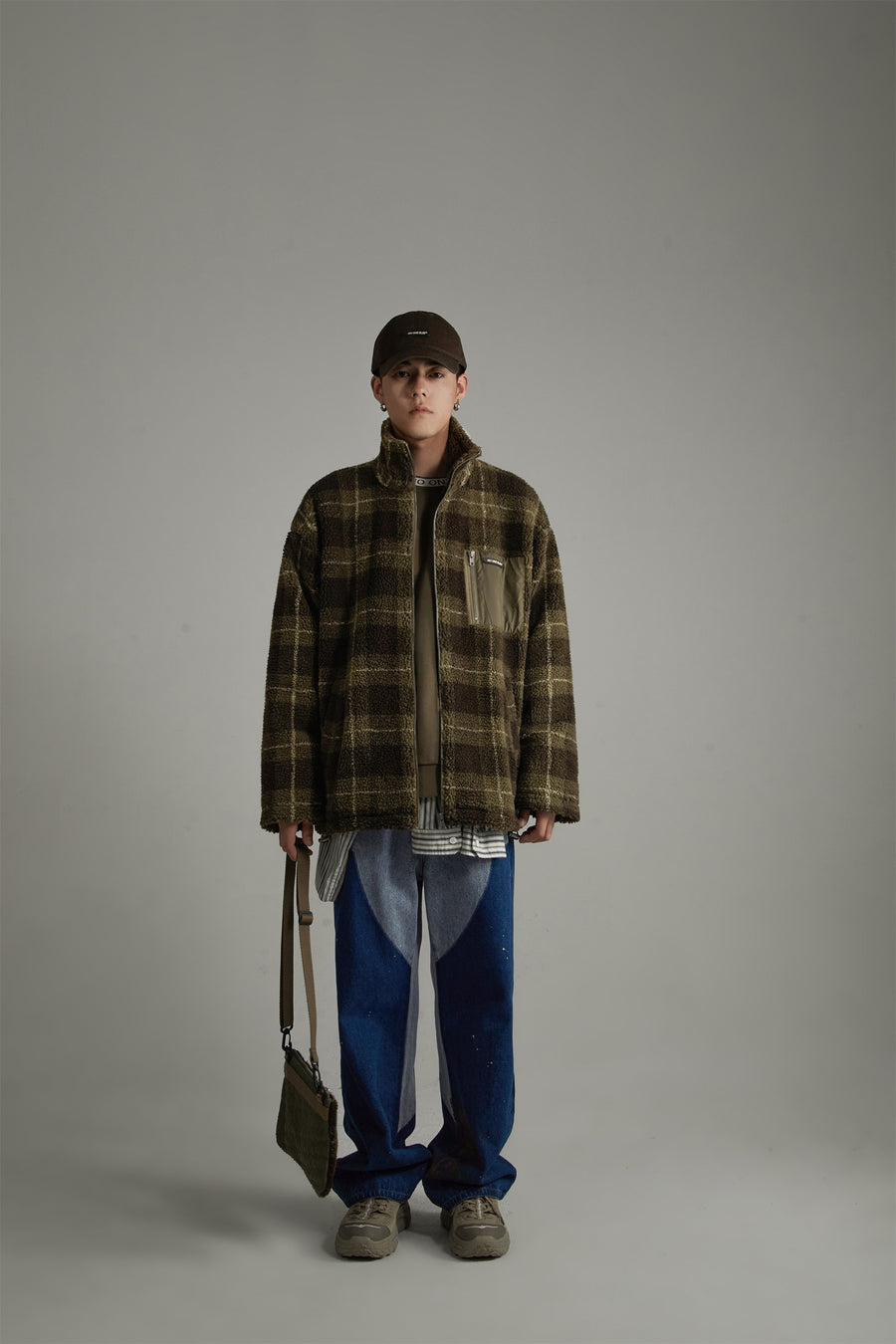 CHUU Classic Check Fleece Zip-Up Jacket