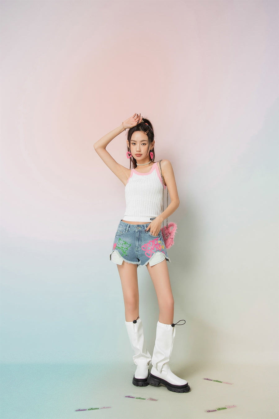 CHUU Time To Face Reality Denim Shorts