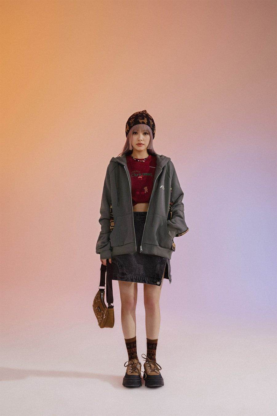 CHUU Vintage Loose Fit Zip-Up Hoodie