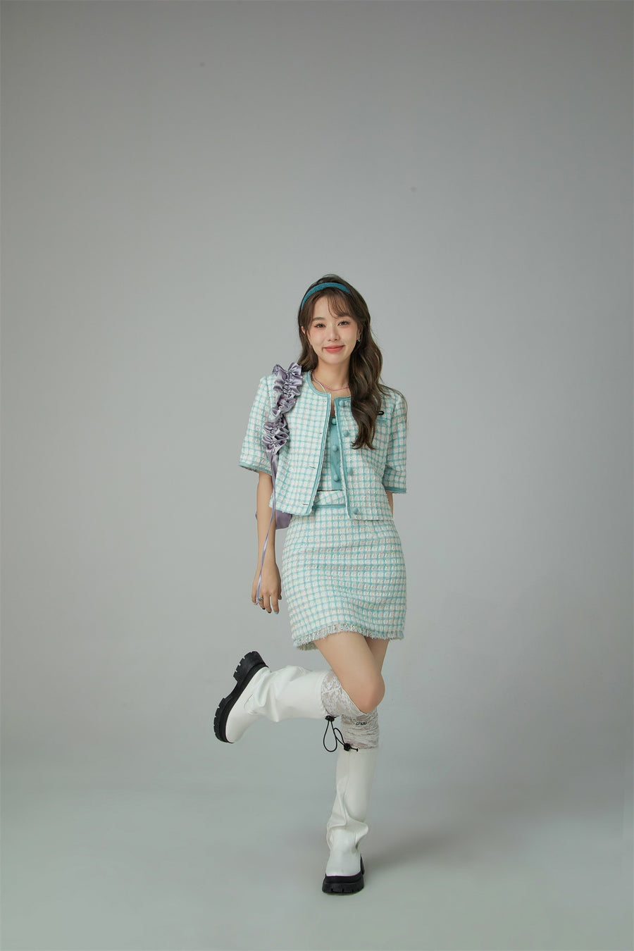 CHUU Tweed Check Mini Skirt