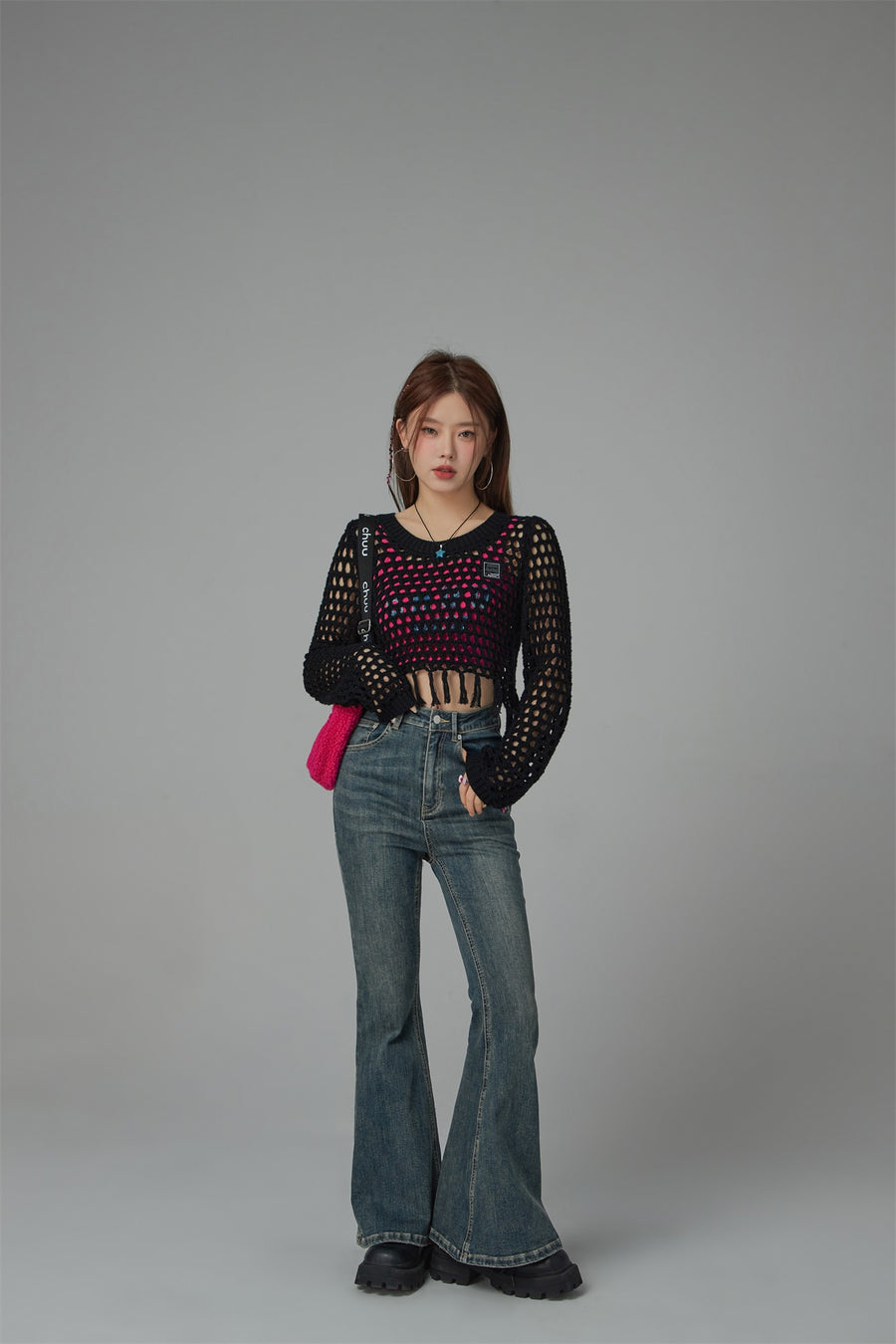 CHUU Charismatic Persona Cropped Knit Top