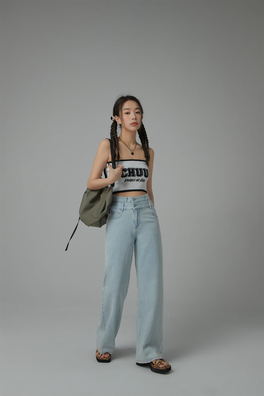 CHUU Two-Layer Illusion Wide Denim Jeans