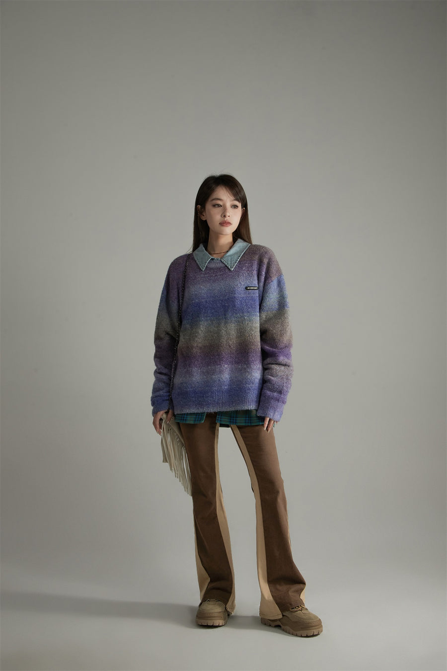 CHUU Gradient Stripe Knit Sweater