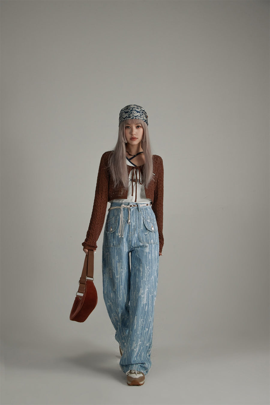 CHUU Vertical Stripes High-Waisted Straight Jeans