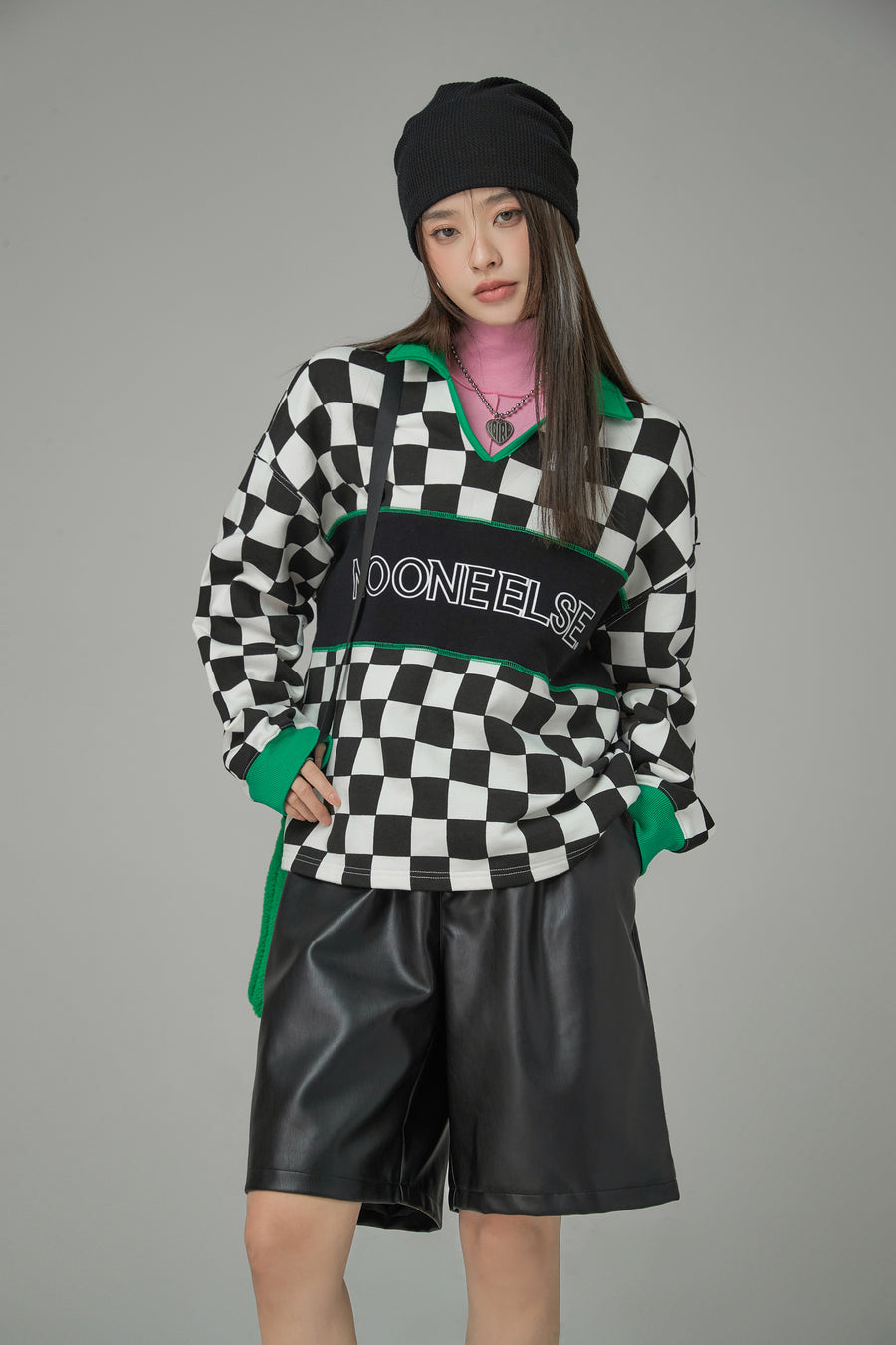 CHUU What You Asked For Checkered Sweatshirt