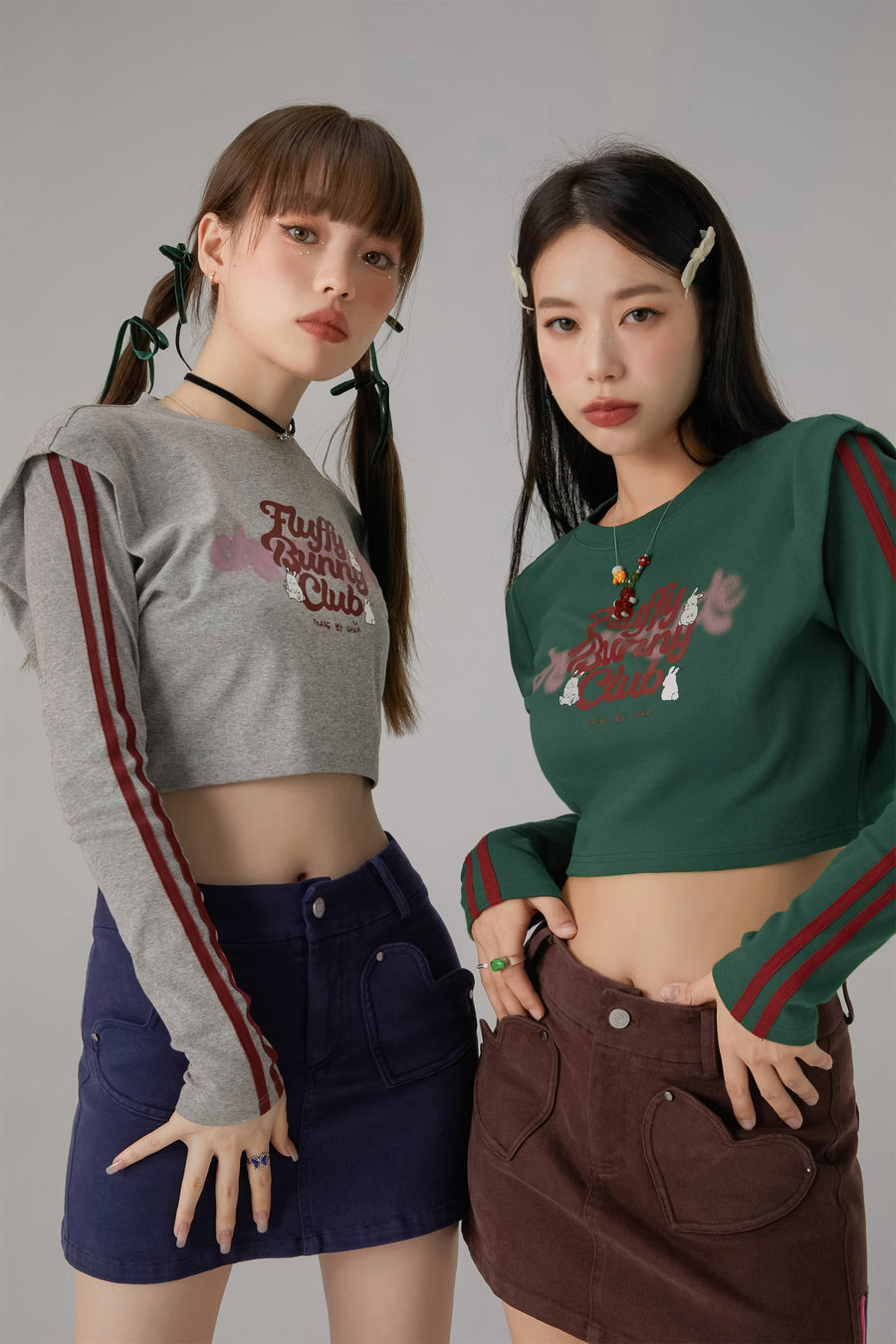 CHUU Fluffy Bunny Crop Long-Sleeves Top