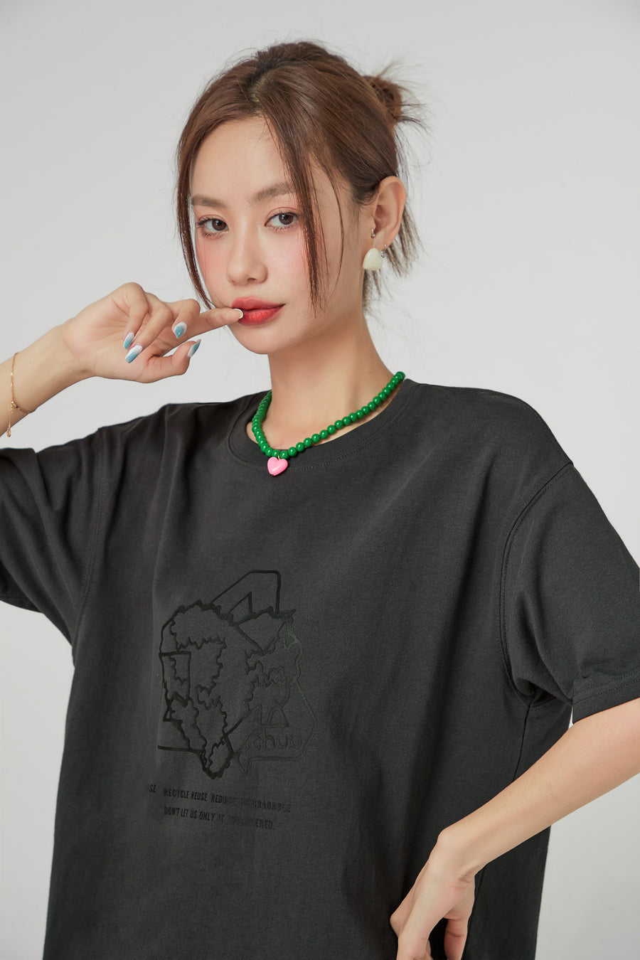 CHUU Love Earth Print Loosefit T-Shirt