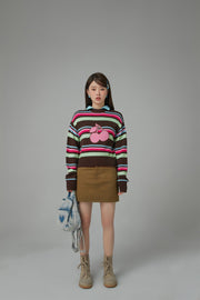 Stayed Up All Night Cherry Stripe Knit Sweater