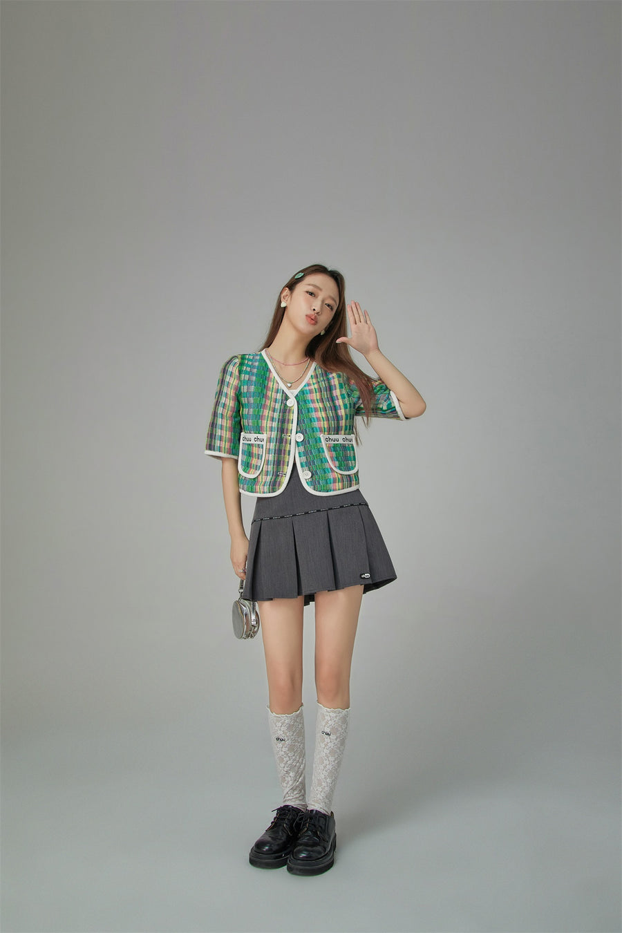 CHUU Rainbow Checked Tweed Jacket