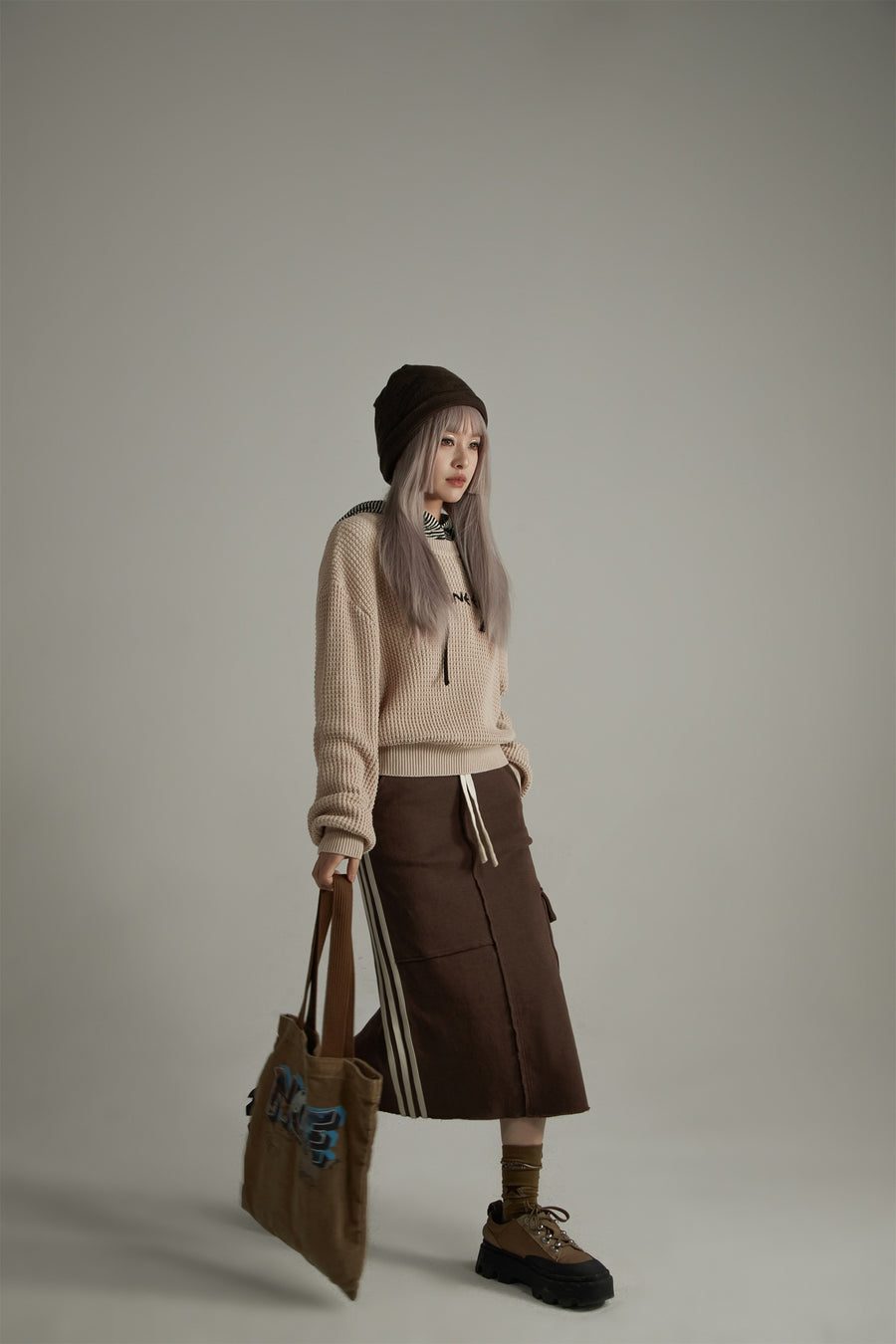 CHUU Noe Waffle Loose Fit Knit Sweater