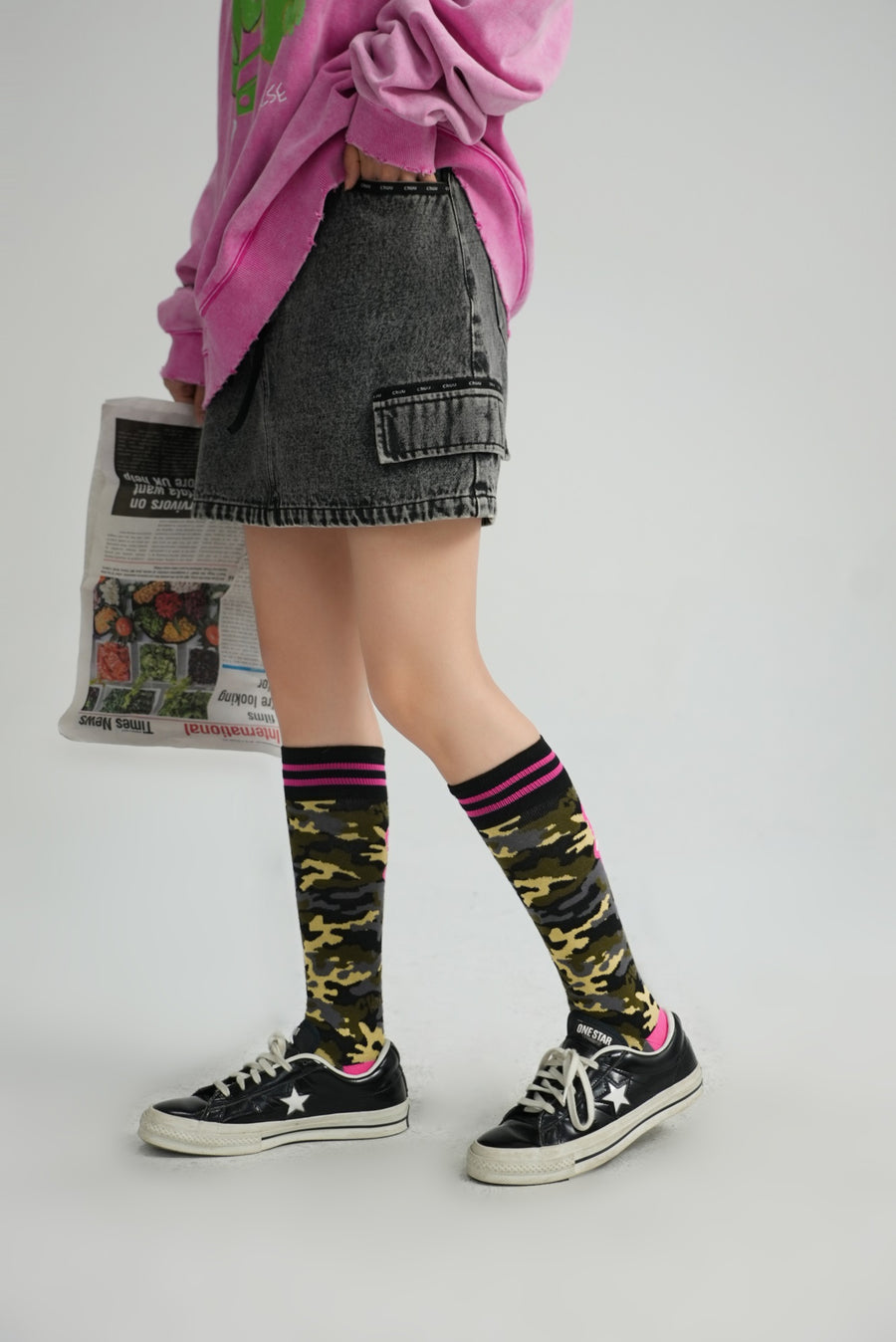 CHUU Camouflage Jacquard Knit Socks