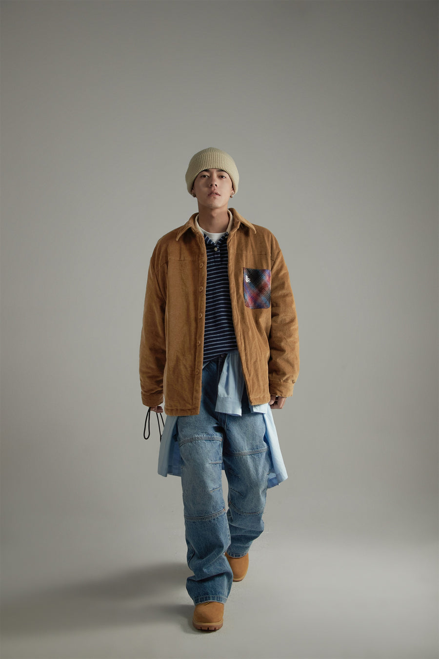 CHUU Color Block Corduroy Quilted Jacket