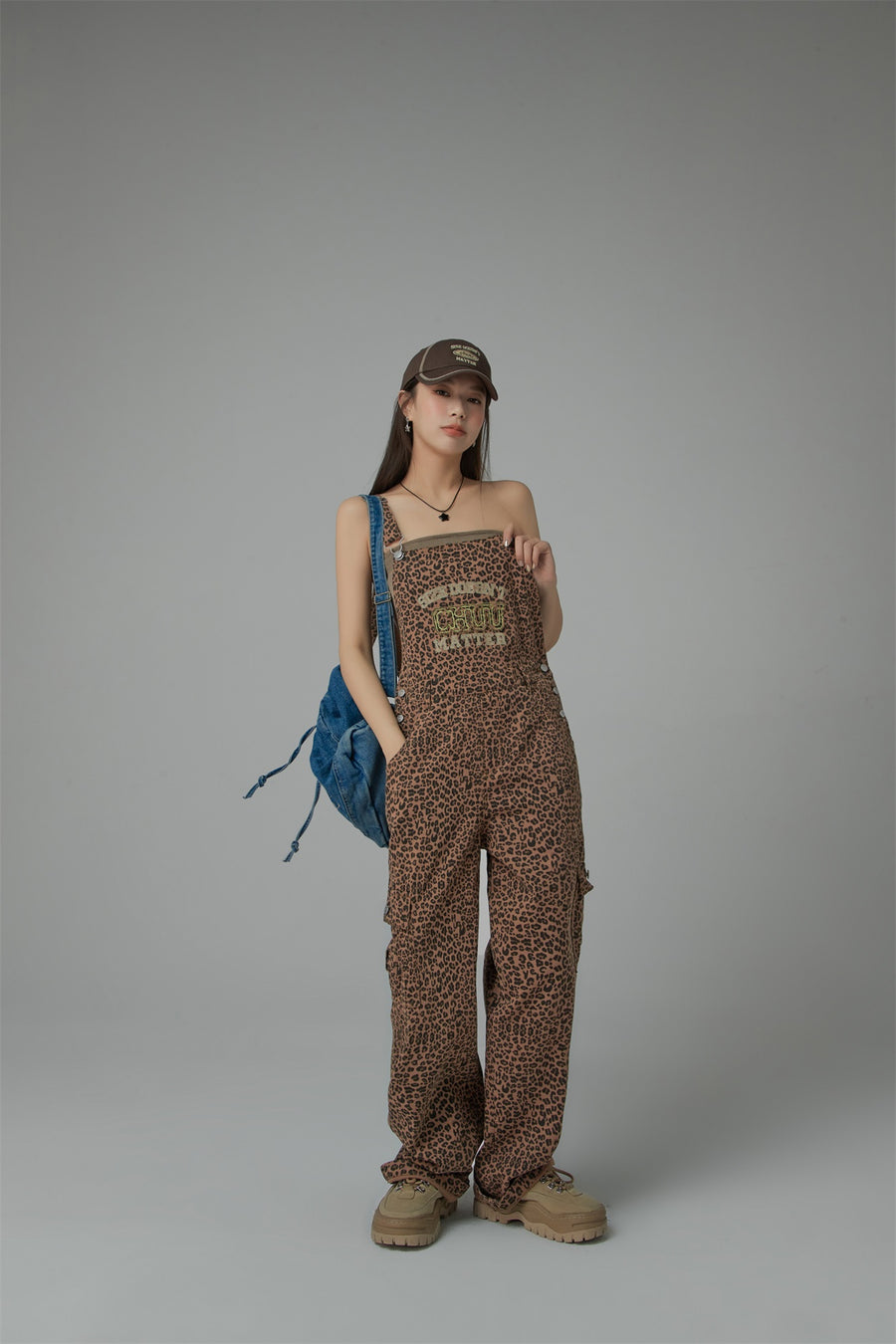 CHUU Leopard Chuu Matters Overall Pants