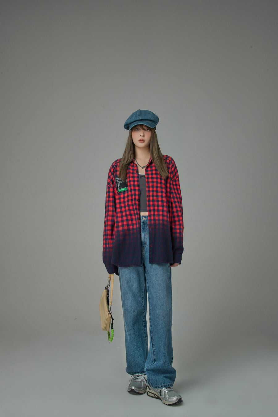 CHUU While It Rains Checkered Shacket