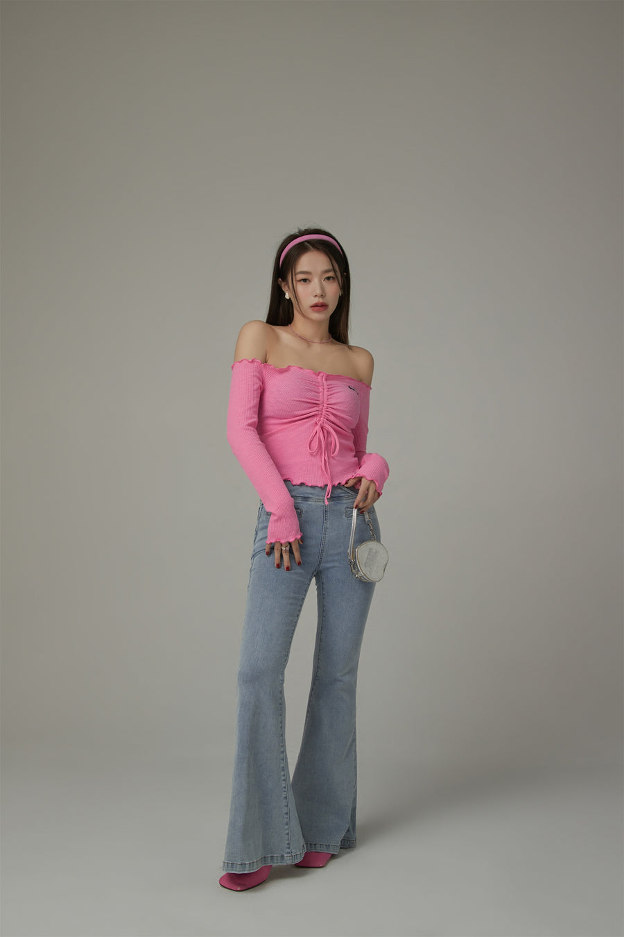 CHUU Shirring Off-Shoulder Top