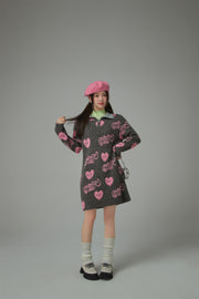 Chuu Heart Half Zip-Up Dress