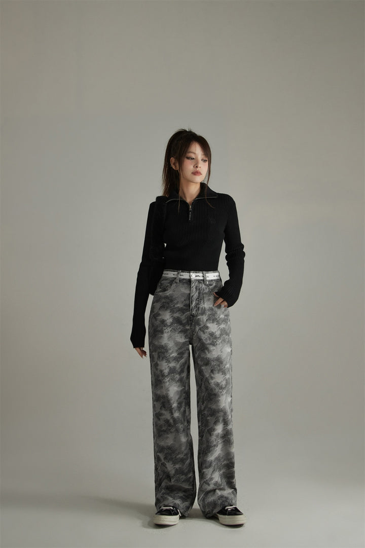 Cameo Printed Jeans Pants