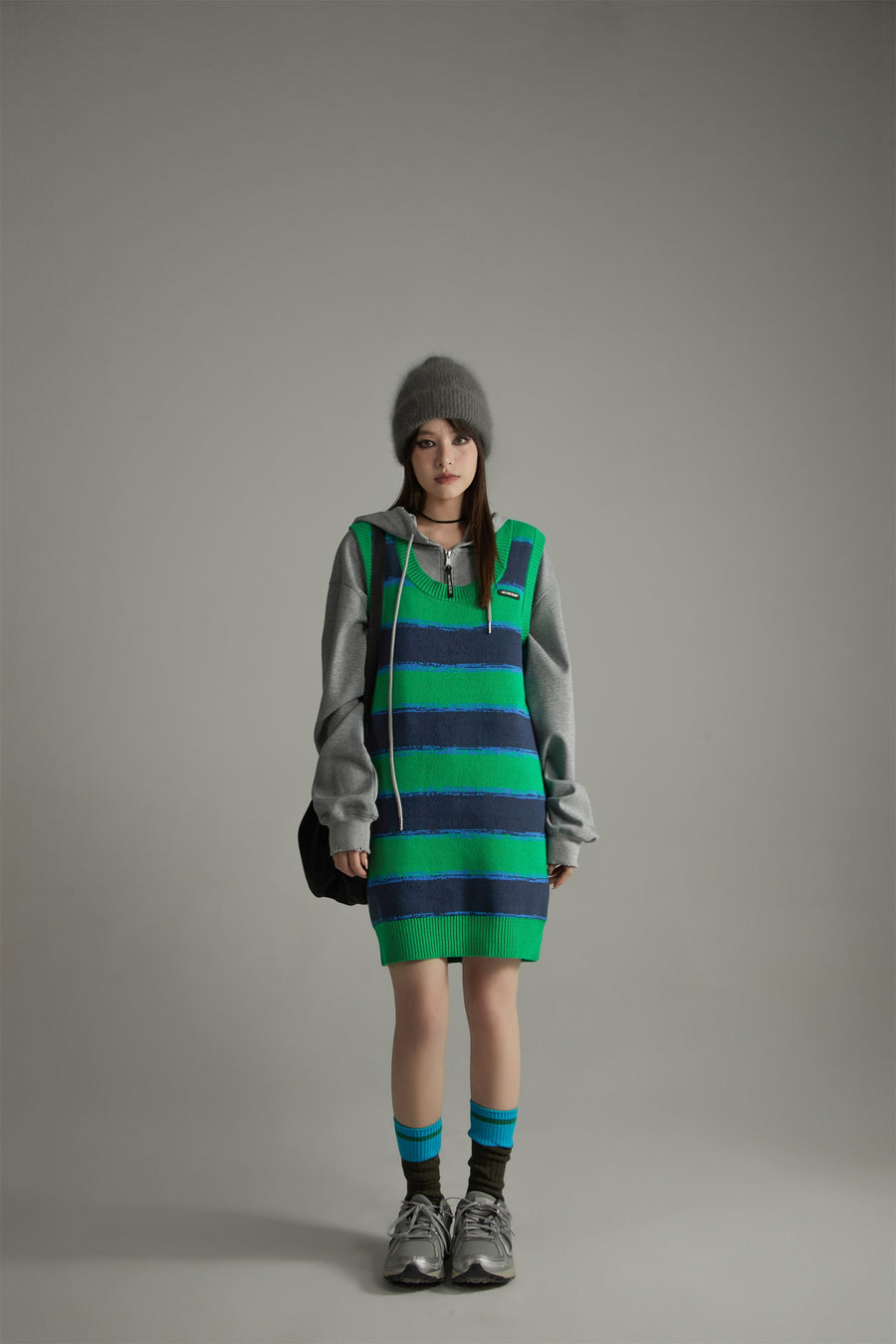 CHUU Striped Loose Fit Knit Sleeveless Dress