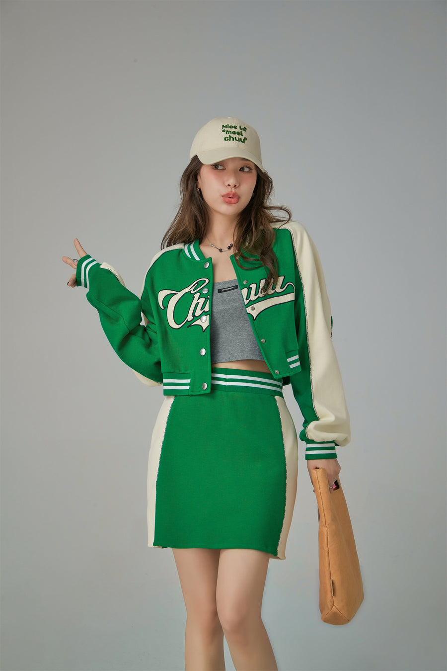 CHUU Chuu Fashion Two-Toned High Waist Skirt