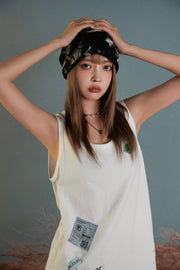 Fragile Tag Ripped Sleeveless Top