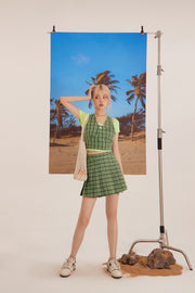 Check Tennis Pleat Mini Skirt