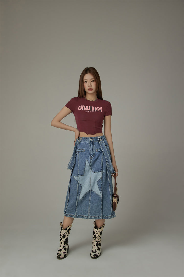 Star Denim Overall Skirt