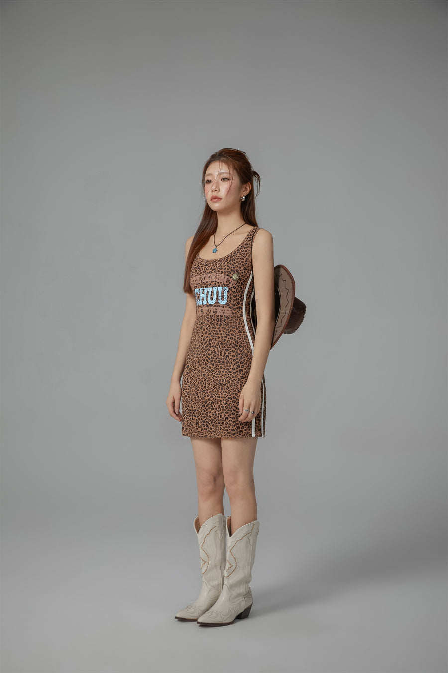 CHUU Leopard Chuu Matter Slim Mini Dress