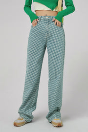 Checkerboard Wide Jeans